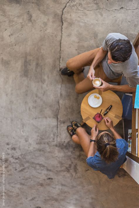 From above - Couple having coffee together by Jovo Jovanovic Couple Having Coffee, Coffee Dates Aesthetic, Coffee Together, Having Coffee, Chicory Coffee, Couple Coffee, Garden Coffee, Old Couples, Speed Dating