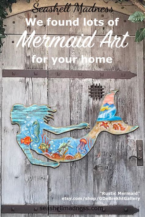 Mermaids, mermaids everywhere! Renee from seashellmadness.com was able to find a whole lot of really cool mermaid artwork great for your home! #mermaids #mermaidart Mermaids On Wood, Beach Mermaid, Mermaid Artwork, Nautical Painting, Mermaid Wall Art, Ocean Girl, Mermaid Painting, Mermaid Decor, Mermaid Life