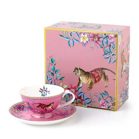 PRICES MAY VARY. The bone china teapot cup& saucer set is of good quality, with smooth surface, it’s small but vintage and elegant. Soft lines and noble temperament, good for table, tea party and kitchen decoration. Fine bone china, lead free, good workmanship. Classic tiger in the jungle patterns, never out of date. The cup can store around 200ml liquid (around 6.8oz). It is small sized cup for tea and coffee. Comes with sturdy gift package, including a set of cup and saucer. Introduction :  Th Blue Tea Set, Tiger In The Jungle, Pink Tea Set, Cute Tea Cups, Bone China Teapots, Antique Tea Sets, Yellow Cups, Collectible China, China Teapot