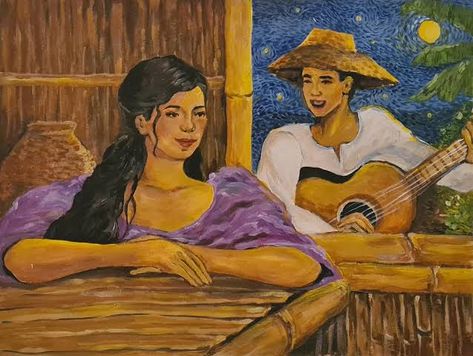 Harana Filipino Tradition, Harana Filipino, Tradition Drawing, Philippine Traditions, Filipino Tradition, Art Competition Ideas, Fruit Art Drawings, Filipino Art, Philippine Art