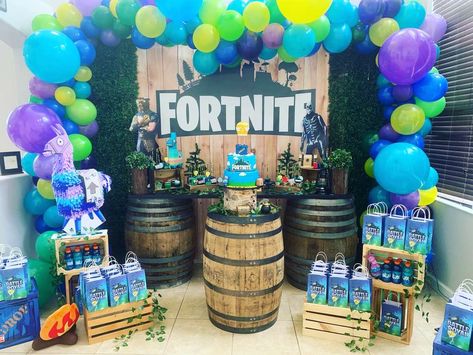 Check out this awesome Fortnite birthday party! The cake is incredible!  See more party ideas and share yours at CatchMyParty.com   #catchmyparty #partyideas #fortnite #fortniteparty #boybirthdayparty #fortnitecake Fortnite Birthday Party Ideas For Boys, Fortnight Birthday Party Ideas, Fornite Party Ideas, Fortnight Birthday, Xbox Birthday Party, Fortnight Party, Fortnite Birthday Party Ideas, Fortnite Birthday Party, Fort Nite