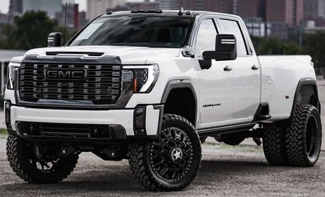 GMC Sierra 3500HD Heavy-Duty Dually Denali Ultimate Diesel Gmc Sierra 3500 Dually, Gmc Denali Ultimate, Gmc Dually Trucks, 2024 Gmc Denali Ultimate, Gmc 3500 Denali Dually, Lifted Dually Trucks, Gmc Dually, Gmc Denali Truck, Black Trucks