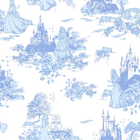 Cotton_Toil Princess Pattern Wallpaper, Pink Toile Wallpaper, Toile Wallpaper, Disney Princess Artwork, Princess Bedroom, Disney Rooms, Wallpaper Disney, Disney Princess Cinderella, Princess Wallpaper