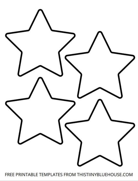 Free Printable Star Template (6 small, medium and large star outlines in different sizes) Star Shape Template, Star Shape Activities For Preschool, Star Template Printable Free, Star Template Printable, Star Printable, Stars Drawing, Star Drawing, Stencils Printables Templates, Star Craft