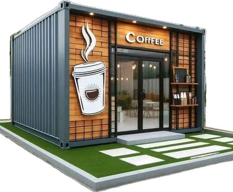 Small Coffee Shop Ideas, Coffee Shop Ideas, Container Coffee Shop, Small Restaurant Design, Container Restaurant, Container Cafe, Outdoor Restaurant Design, Small Coffee Shop, Food Kiosk