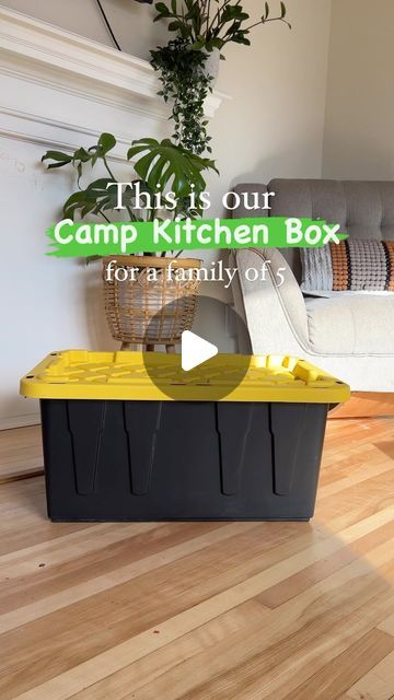 Carlie Willis | Outdoor Family Adventure on Instagram: "Camping season is right around the corner 🏕️   Share this with your camping buddy as a reminder 🤙🏻  . Family of 5 camping gear | family camping | camp kitchen gear box |   . #camping #familycamping #familyof5 #tentcamping #campingwithkids #campgear #campbox #campingcanada #campinggear #campinggearbox #campkitchen" Camping Kitchen Box Diy, Camping Kitchen Organization, Camping Organization Ideas, Camping Kitchen Box, Camping Storage Ideas, Camping Setup Ideas, Camp Kitchen Box, Camping Buddy, Kitchen Caddy