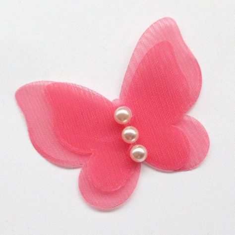 Amazon.com: Dandan DIY 30pcs Organza Ribbon Flowers Bows Butterfly Pearl Appliques Wedding Decor (Multi-color) Organza Crafts Ideas, Applique Quilts Tutorial, Gift Wrap Bows, Ribbon Butterfly, Canopy Bed Diy, Party Tables, Diy Butterfly, Fabric Butterfly, Birthday Party Tables