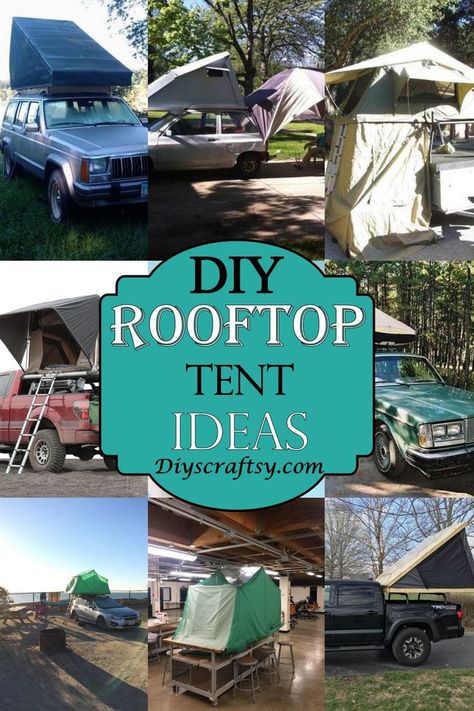 14 DIY Rooftop Tent Ideas For Campers Diy Roof Top Tent Trailer, Diy Rooftop Tent, Rooftop Tent Camping Hacks, Rooftop Tent Diy, Roof Tent Camping, Diy Tent Camping, Diy Roof Top Tent, Rooftop Tent Camping, Rooftop Tents