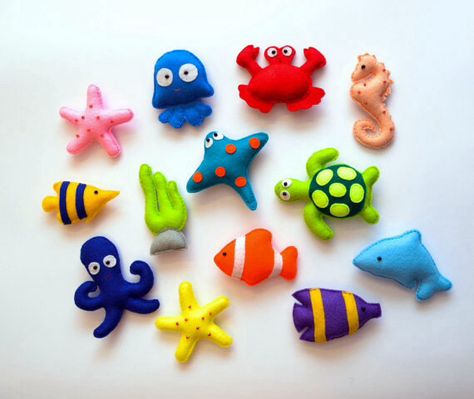 Felt animal Felt Shrimp, Felt Octopus, Felt Magnet, Felt Fish, Felt Mobile, Paper Patterns, Felt Patterns, Kids Diy, Bible School