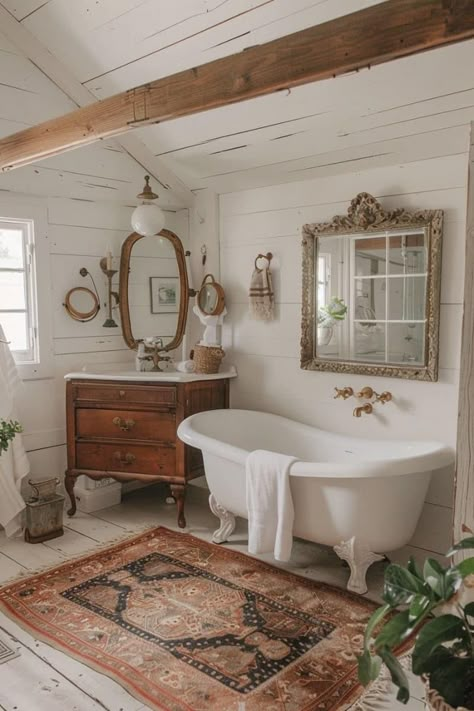 Modern Boho Bathroom, Boho Style Bathroom, Boho Bathroom Ideas, Dream Bedroom Inspiration, French Country Bathroom, Boho Bathroom Decor, Mexico House, Cottage Bathroom, Country Bathroom