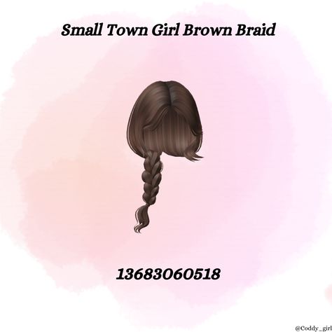 Bloxburg Brown Hair Codes Braids, Braid Hair Codes For Berry Ave, Berry Avenue Braid Hair Codes, Roblox Id Codes, Brown Hair Bangs, Brown Hair Roblox, Hoodie Roblox, Pelo Cafe, Roblox Hair