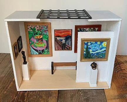 Building a 3D Art Gallery with Donna Knuver Mini Museum, Diorama Room, Modern Art Museum, Miniature Diorama, Matchbox Art, Art Exhibit, Miniature Rooms, Cardboard Art, Gcse Art