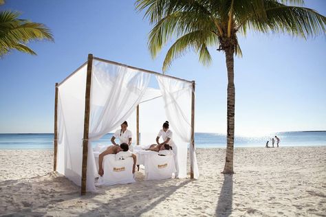 The private massages on the beach are probably one of the best things to do on your stay in our beautiful Resort.   #enjoyBarcelo #BarceloMayaBeachResort #RivieraMaya #massage #PamperYourself Barcelo Maya Beach, Beach Massage, Barcelo Maya Palace, Cancun Photos, Peninsula Hotel, Bahamas Island, South Of Spain, Tropical Resort, Outdoors Tattoo