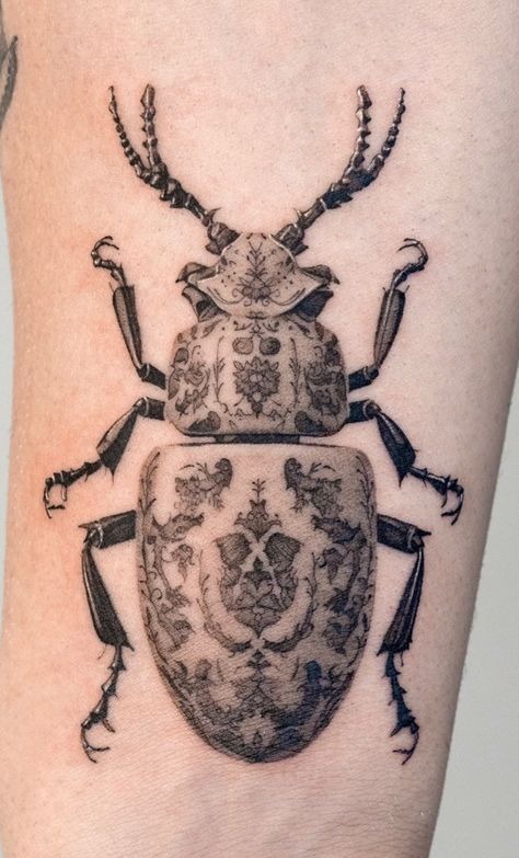 Bug Tattoo Ideas, Beetle Tattoo, Tato Minimal, Insect Tattoo, Bug Tattoo, Tattoo Magazine, Ornamental Tattoo, Gorgeous Tattoos, Tattoo Portfolio