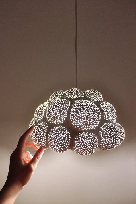 Mapetie – Art and Design Paper Mache Pendant Light, Cloud Pendant, Pendant Light Set, Fungi Art, Diy Plaster, Black Lampshade, Lampshade Designs, Office Paper, Translucent Glass