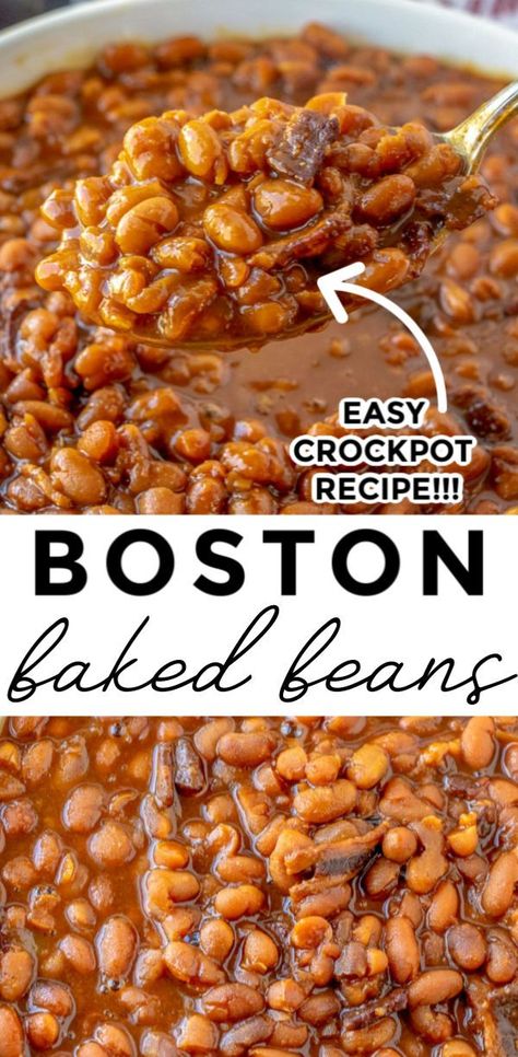 Boston Baked Beans Recipe, Crockpot Baked Beans, Baked Beans Recipe, Boston Baked Beans, Baked Bean Recipes, Easy Slow Cooker Recipes, Beans Recipe, Easy Slow Cooker, Recipe For Mom