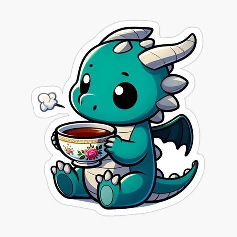 Get my art printed on awesome products. Support me at Redbubble #RBandME: https://www.redbubble.com/i/sticker/Tiny-Sips-Baby-Dragon-s-Coffee-Break-by-SellingWSarah17/160030317.EJUG5?asc=u Kawaii Dragon Art, Dragon Design Art, Cute Dragon Doodle, Cute Chinese Dragon Drawing, Coffee Dragon, Cute Dragon Stickers, Stream Schedule, Kawaii Dragon, Cute Baby Dragon