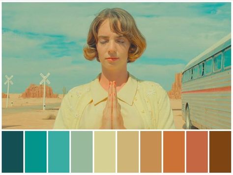 Cinema Palettes on Twitter: "Asteroid City (2023, trailer) ■Director: Wes Anderson ■Cinematography: Robert D. Yeoman ■Production Design: Adam Stockhausen ■Set Decoration: Kris Moran ■Costume Design: Milena Canonero ■Makeup and Hair department head: Julie Dartnell ■Colorist: Gareth Spensley https://t.co/52HLWXaCUA" / Twitter Wes Anderson Cinematography, Cinema Palettes, Wes Anderson Color, Wes Anderson Color Palette, West Anderson, Colour Dictionary, Cinema Ideas, Asteroid City, Wes Anderson Aesthetic