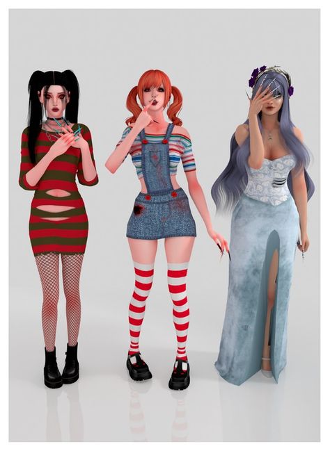 ANGEL ♡ HALLOWEEN BESTIES COLLECTION | Patreon Sims 4 Corpse Bride Cc, Sims 4 Halloween Cc Costume, Sims 4 Costumes, Sims 4 Halloween Costumes, Sims 4 Halloween Cc, Chucky Dress, 4 Halloween Costumes, Sims Halloween Costume, Cc Folder Sims 4