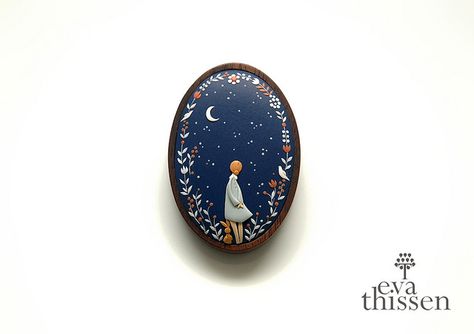 Starry Night brooch | Eva Thissen | Flickr Clay Embroidery, Polymer Clay Embroidery, Brooch Handmade, Cute Polymer Clay, Clay Ornaments, Polymer Jewelry, Cute Clay, Clay Design, Polymer Clay Projects