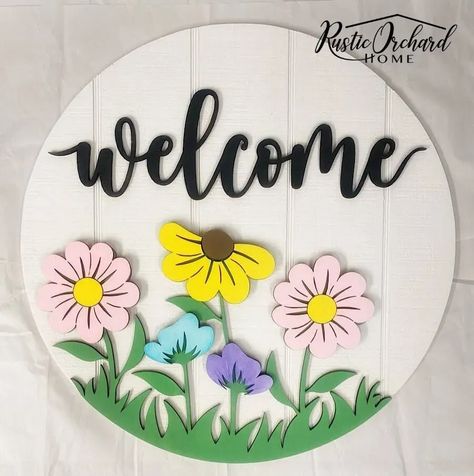 Welcome Home Crafts, Welcome Home Decorations, Spring Front Door, School Board Decoration, Pop Up Card Templates, Diy Projects To Sell, Laser Engraved Ideas, Spruce Up Your Home, Board Decoration