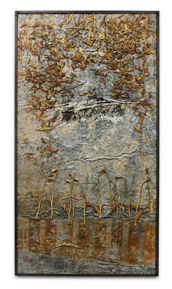 View Mutatuli (1990) By Anselm Kiefer; mixed media in an artist's frame; 220 x 120 x 4 cm; 86,6 x 47 1/4 x 1 9/16 in; . Access more artwork lots and estimated & realized auction prices on MutualArt. Anslem Kiefer, Ideas Cuadros, Anselm Kiefer, Folk Art Flowers, Notes Art, Decoupage Art, A Level Art, Nikko, Texture Art