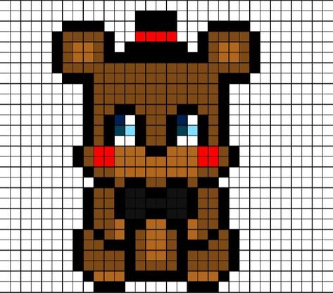 Fnaf Pixel Art Grid, Pixel Art Fnaf, Fnaf Pixel Art, Toy Freddy, Freddy Plush, Fnaf Crafts, Graph Paper Drawings, Pixel Art Tutorial, Creepypasta Cute