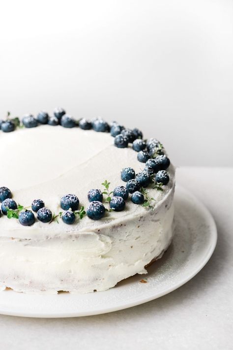 Blue Berry Cake, Birthday Cake Homemade, Blueberries Cake, Cake Berries, One Layer Cake, Cake With Frosting, Lemon Layer Cake, Frosting Buttercream, Cake With Berries