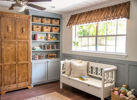 The new Gaines nursery is likely to feature an awning like this one Chip and Joanna built in a previous "Fixer Upper" home. Joanna Gaines Decor, Fixer Upper Home, Murphy Bed Ikea, Murphy Bed Plans, Kids Room Organization, House Decorating, White Rooms, Joanna Gaines, Murphy Bed