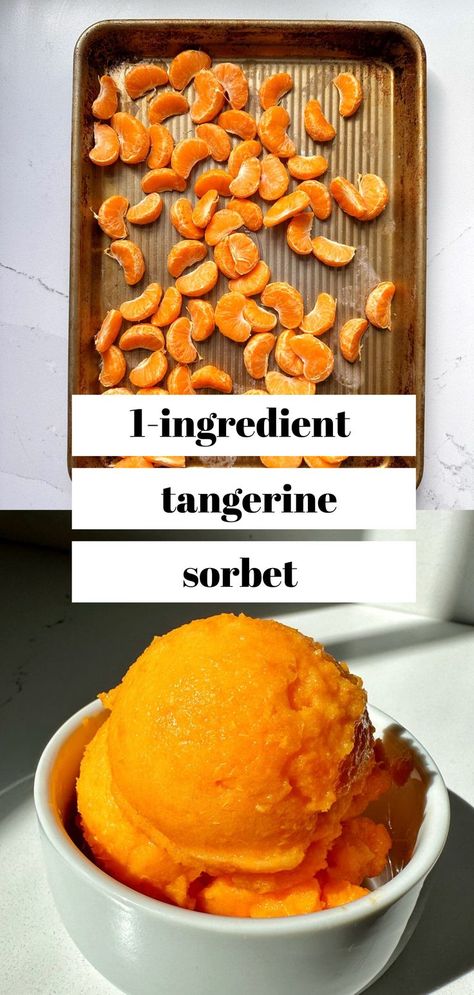 This Tangerine Sorbet is made with just 1 ingredient and it is incredibly easy to whip up in your food processor and enjoy as a healthy snack. Food Processor Recipes Healthy, Tangerine Recipes, Orange Recipes Dessert, Frozen Treats Recipes, Sorbet Is, Orange Dessert, Healthy Fruit Desserts, Healthy Snacks To Make, Sorbet Recipes