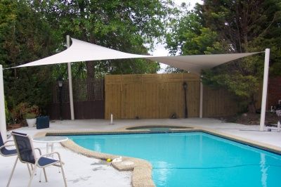 Pool Canopy, Pool Patio Furniture, Yard Remodel, Inground Pool Landscaping, Pool Shade, Pool Umbrellas, Shade Sails, Backyard Pools, Pergola Plans