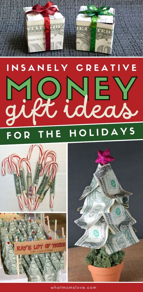 Ideas To Gift Money For Christmas, Money Gifts For Teenagers Christmas, Christmas Tree Money Gift Ideas, Money Gifts Christmas Creative, How To Fold Money For Gifts Christmas, Money In Stocking Ideas, How To Wrap Money As A Gift Christmas, Money Tree Christmas Gift, Annoying Ways To Give Money As A Gift