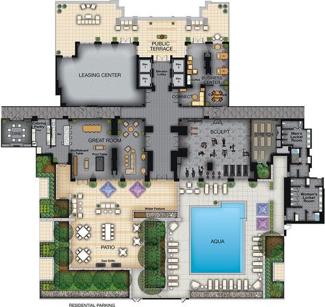 Apartment Lobby Floor Plan, Clubhouse Plan Layout, Club House Plan Architecture, Apartment Amenity Design, Apartment Amenities Design, Resort Design Plan Architecture, Clubhouse Design Architecture Plan, Clubhouse Floor Plan, Club House Architecture