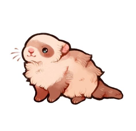 Fluffy Ferret, Cute Ferrets, Cute Animal Drawings Kawaii, Cute Doodles Drawings, Cute Doodle Art, Chibi Drawings, Amazing Drawings, Dragon Drawing, Silly Animals