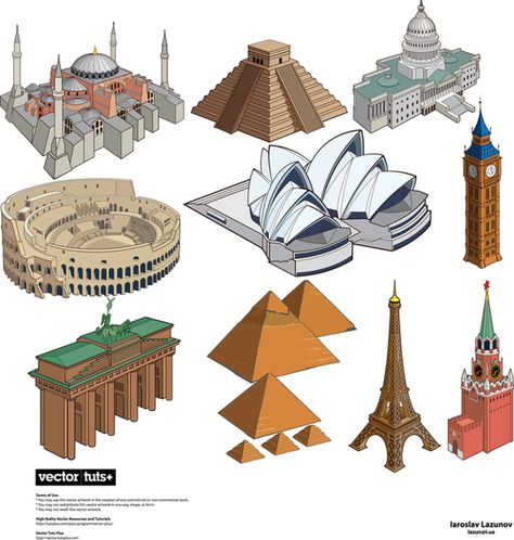 Famous Landmarks Vector #AD , #Ad, #spon, #Vector, #Landmarks, #Famous Map Ideas, History Facts Interesting, Architecture Landmark, The Colosseum, Famous Buildings, Historical Design, Reference Pictures, Cartoon Coloring Pages, Famous Landmarks