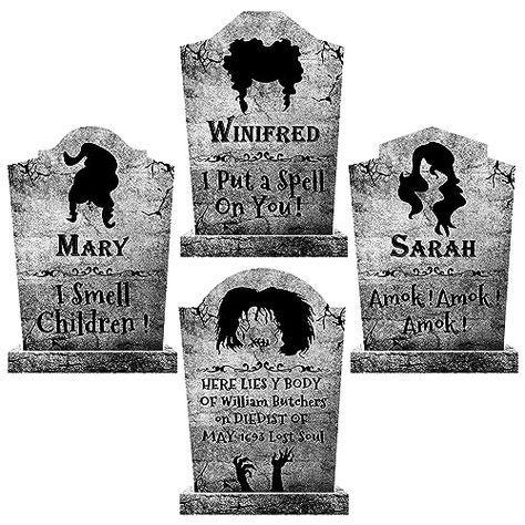 Scary Graveyard, Halloween Headstone, Halloween Gravestones, Outside Halloween Decorations, Halloween Yard Signs, Unique Halloween Decorations, Hocus Pocus Party, Hocus Pocus Witches, Outdoor Halloween Decorations