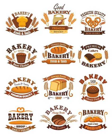 Bakery shop bread vector isolated signs emblems Bakery Logo Inspiration, Bakery Signs, Bread Vector, Bakery Logos, Vintage Bakery, Cute Bakery, Vector Line Art, Bakery Sign, Baker Shop