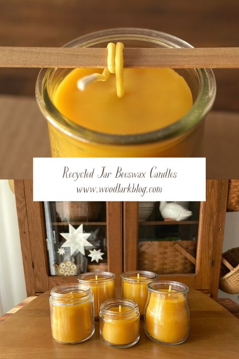 How to Make Beeswax Candles in Recycled Jars – Woodlark Blog – Woodlark Blog Beeswax Tealight Candles, Mini Beeswax Candles, Bees Wax Candles Diy, How To Reuse Candle Jars, Beeswax Candle Making, Woodlark Blog, Diy Candle Jar, Bees Wax Candle, Making Beeswax Candles