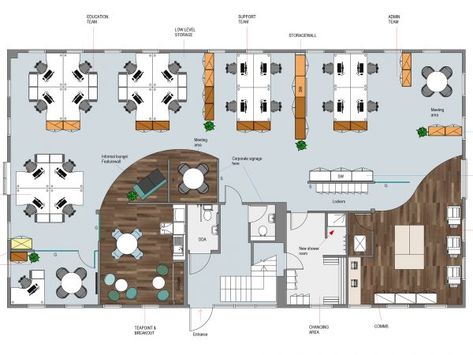 Bureau Open Space, Open Office Layout, Office Layout Plan, Feng Shui Office, Office Space Planning, Graphic Design Office, Office Floor Plan, Open Space Office, Office Interior Design Modern