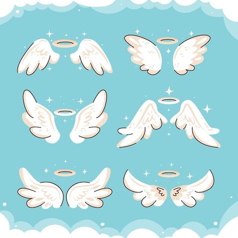 Angel Halo Drawing Reference, Angel Halos Drawing, Halo Drawings, Angel Wings Drawing, Angel Illustration, Angel Halo, Angel Wings Design, Drawing Ideas List, Wings Drawing