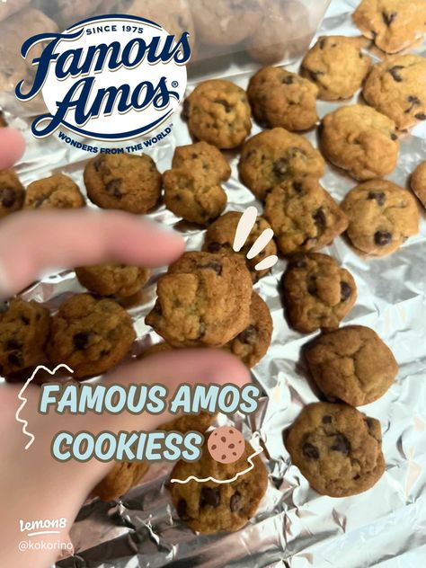 Lemon8 · Famous Amos cookies recipe 🍪🤤 · @koryn🥕 Easy Mini Chocolate Chip Cookies, Mini Egg Cookies Chewy, Famous Amos Cookie Recipe, How To Make Eggless Cookies, Famous Amos Chocolate Chip Cookies Recipe, Eggless Chocochip Cookies, Famous Amos Cookies, Famous Amos, Mini Chocolate Chip Cookies