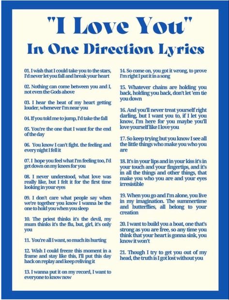 Meaningful 1d Lyrics, One Direction Love Quotes, I Love You In One Direction Lyrics, One Direction Posters Wall, I Love You In Lyrics, One Direction Bracelet Ideas, One Direction Song Quotes, Song Lyrics For Him, Love Quotes From Songs