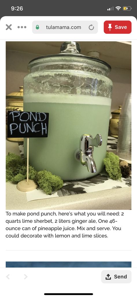 Pond punch by tulamama Pond Punch Recipe, Pond Punch, Buck Cake, Hunting Baby Shower Theme, Woodland Baby Shower Food, Lucas Baby, Baby Shower Camo, Baby Shower Punch, Hunting Baby