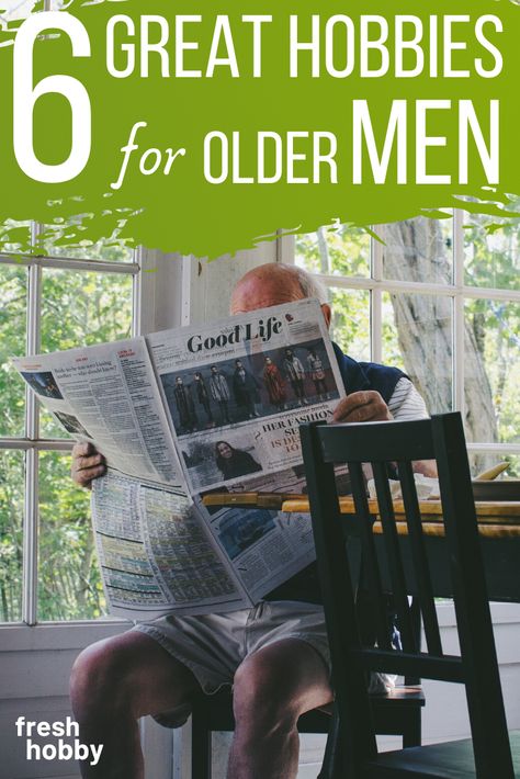 As you get older, it is important to have hobbies and activities to keep you active and engaged! Check out our list of 6 great hobbies for (older) men...  #freshhobby #hobbies #retirement #newhobby #freetime #pastime #oldermen #retirementhobbies Retirement Hobby Ideas, Hobbies For Seniors Citizens, Senior Men Activities, Activities For Senior Men, Men Hobbies Ideas, Hobbies For Men At Home, Men’s Hobbies, Hobbies For Retired Women, Mens Hobbies