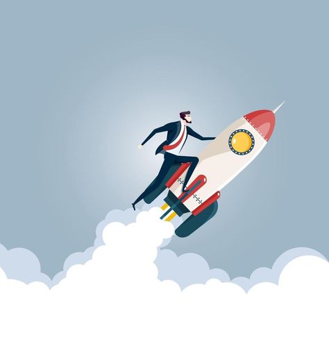 Businessman flying on a rocket. Business startup concept Startup Illustration, Rocket Flying, Business Startup, Business Illustration, Start Up Business, Vector Background, Business Man, Rocket, Start Up