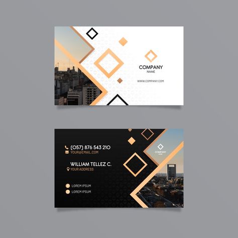 Abstract business card template with pho... | Free Vector #Freepik #freevector #business #abstract #card #design E Card Design, Cards Design Ideas, Visit Card Design, Business Card Ideas, Business Card Design Black, Business Card Design Simple, Business Cards Layout, Create Business Cards, Graphic Design Business Card