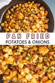 Enjoy a classic side dish with these Crispy Pan Fried Potatoes and Onions. Perfectly golden and fork-tender, they complement any breakfast or dinner. Simple, yet packed with flavor, they're a versatile and delicious choice. #PanFried #Potatoes #Onions #Crispy #Flavorful #Classic #SideDish #Breakfast #Dinner #Simple #Delicious #BakeItWithLove Skillet Potatoes And Onions, Pan Fried Potatoes And Onions, Crispy Fried Potatoes, Birthday Dinner Recipes, Fried Potatoes And Onions, Pan Fried Potatoes, Potato Breakfast Recipes, Potatoes And Onions, Potatoes Onions