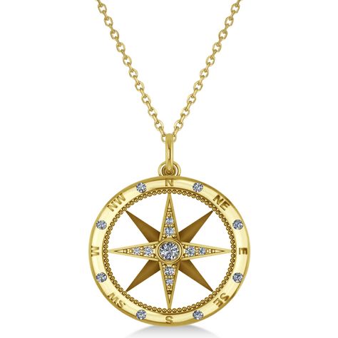 Pink Pendant Necklace, Pink Gold Necklace, Necklaces White, Clear Crystal Necklace, White Gold Pendant Necklace, Compass Pendant, 14k Yellow Gold Necklace, Pendant Diamond, Compass Necklace