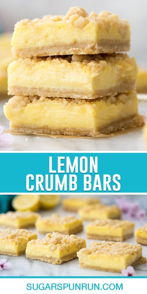 Lemon Crumb Bars, Crumb Bars, Lemon Dessert Recipes, Sweet Bar, Lemon Filling, Sweet Lemon, Fruity Desserts, Cookie Bar Recipes, Lemon Desserts