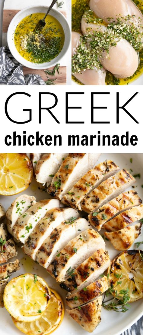 The Best Greek Chicken Marinade #greekchickenmarinade #chickenmarinade #chicken #marinade #lemon #grilledchicken | For this recipe and more visit, https://theforkedspoon.com/greek-chicken-marinade via @theforkedspoon Aloha Gal Recipes, Clean Chicken Marinade, Greek Meat Marinade, Garlicky Greek Chicken, Greek Chicken Keto, Greek Chicken Freezer Meal, Taziki's Chicken Recipe, Recipes With Greek Seasoning, Snacks For Sore Throat